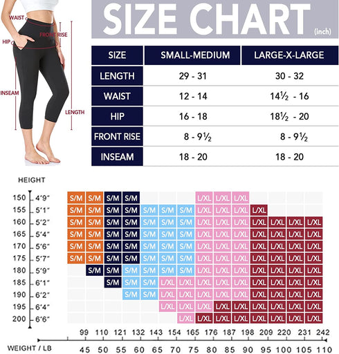 3 Pack Capri Leggings for Women with Pockets-High Waisted Tummy Control Workout Gym Yoga Pants Black